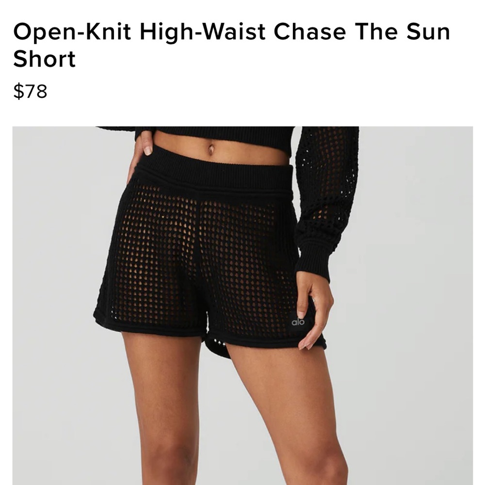 ALO Open knit Short- Black XS